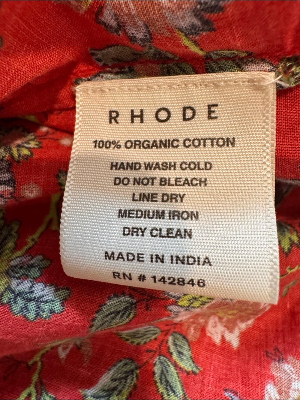 RHODE Red Floral Peasant Blouse with Tie Neck Size M - Picture 8 of 8